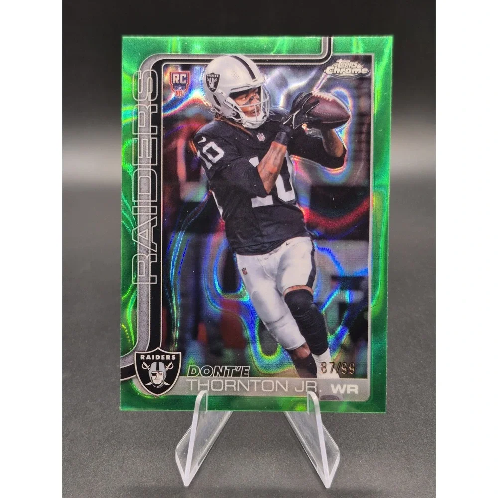2025 Topps Chrome Dont'e Thornton Jr. #385 Green Refractor /99 (RC) Raiders